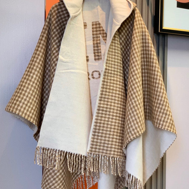 FF PONCHO 160 CM IN BEIGE CASHMERE AND WOOL