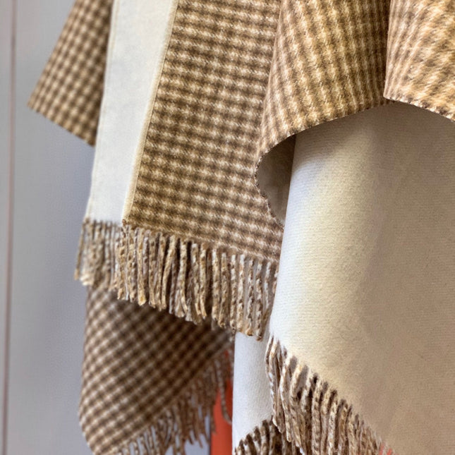 FF PONCHO 160 CM IN BEIGE CASHMERE AND WOOL