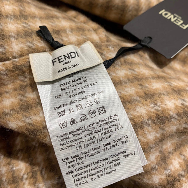 FF PONCHO 160 CM IN BEIGE CASHMERE AND WOOL