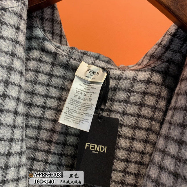 FFPONCHO 160 CM IN BLACK CASHMERE AND WOOL