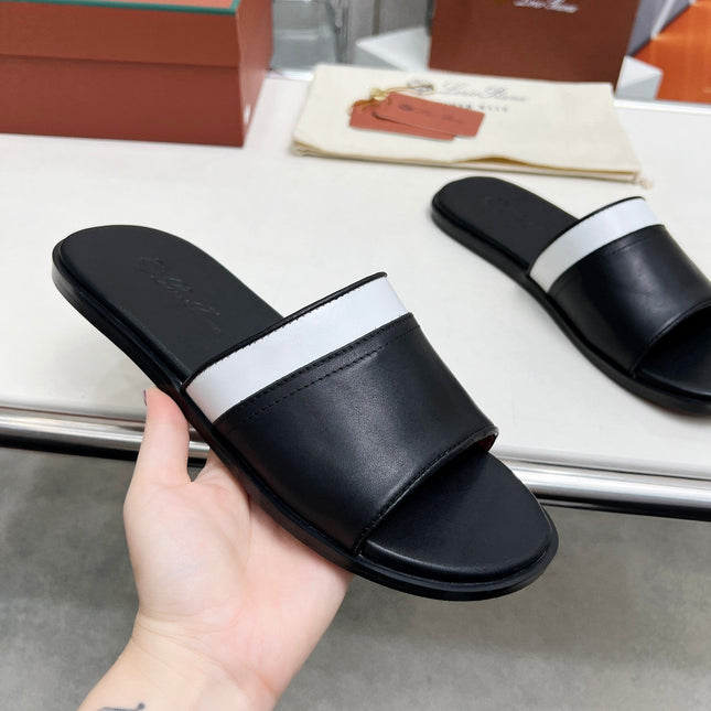 LP SLIPPER PATHON BLACK CALFSKIN