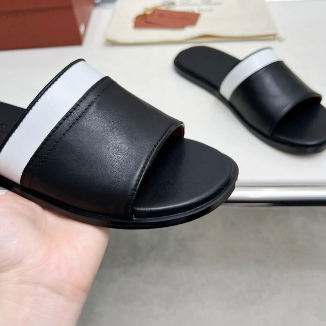 LP SLIPPER PATHON BLACK CALFSKIN