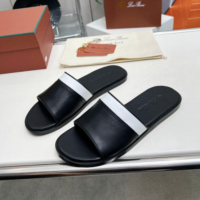 LP SLIPPER PATHON BLACK CALFSKIN