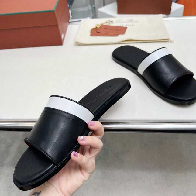 LP SLIPPER PATHON BLACK CALFSKIN