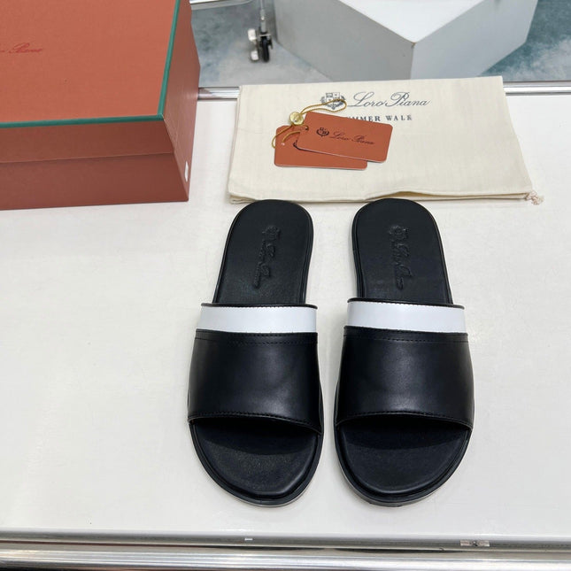 LP SLIPPER PATHON BLACK CALFSKIN