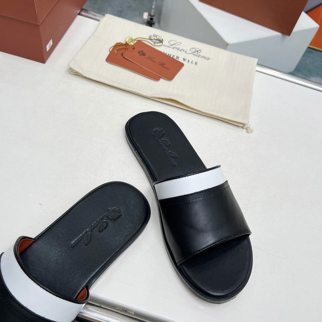 LP SLIPPER PATHON BLACK CALFSKIN