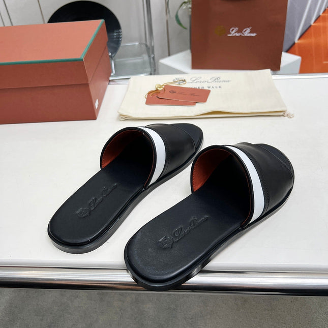 LP SLIPPER PATHON BLACK CALFSKIN