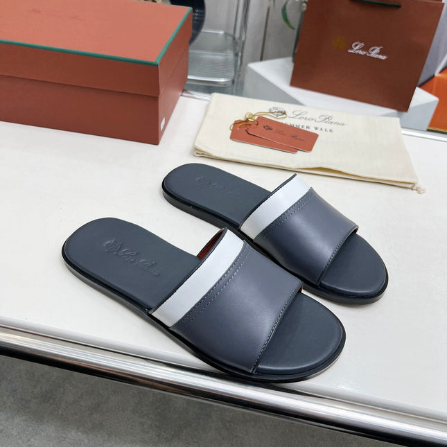 LP SLIPPER PATHON PEWTER CALFSKIN