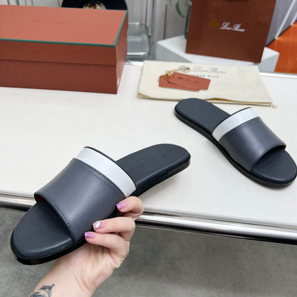 LP SLIPPER PATHON PEWTER CALFSKIN