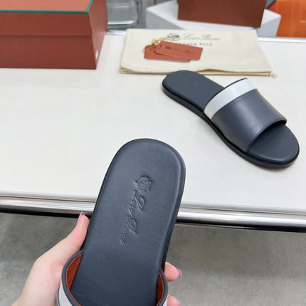 LP SLIPPER PATHON PEWTER CALFSKIN