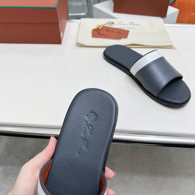 LP SLIPPER PATHON PEWTER CALFSKIN