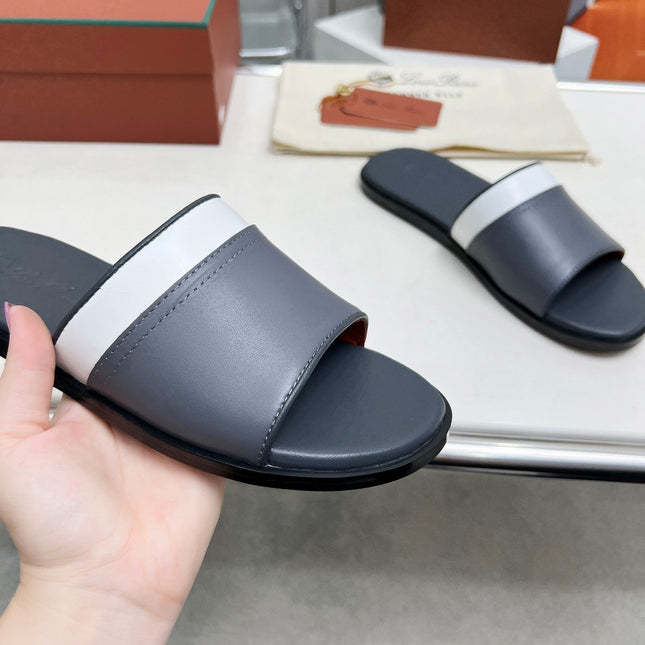 LP SLIPPER PATHON PEWTER CALFSKIN