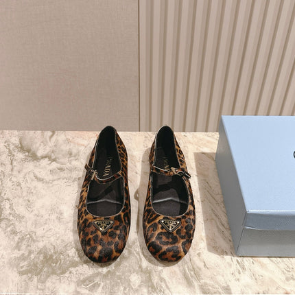PRADA BALLERINA FLATS IN LEOPARD PRINT LAMBSKIN