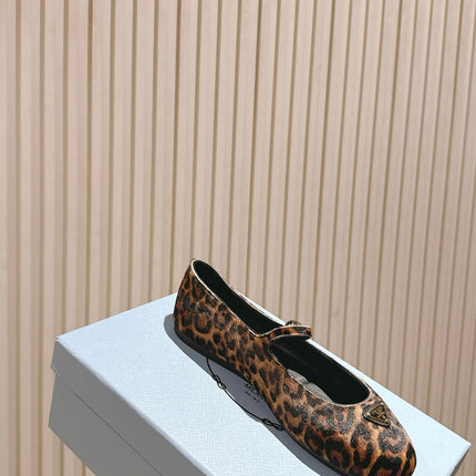 PRADA BALLERINA FLATS IN LEOPARD PRINT LAMBSKIN
