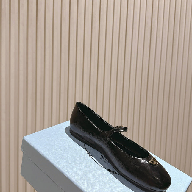 PRADA 25S BALLERINAS IN BLACK CALFSKIN GLOSSY