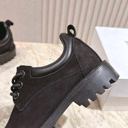 CELINE 25S LOW CUT MARTIN BOOTS IN BLACK CALFSKIN