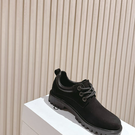 CELINE 25S LOW CUT MARTIN BOOTS IN BLACK CALFSKIN