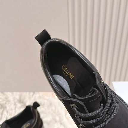 CELINE 25S LOW CUT MARTIN BOOTS IN BLACK CALFSKIN