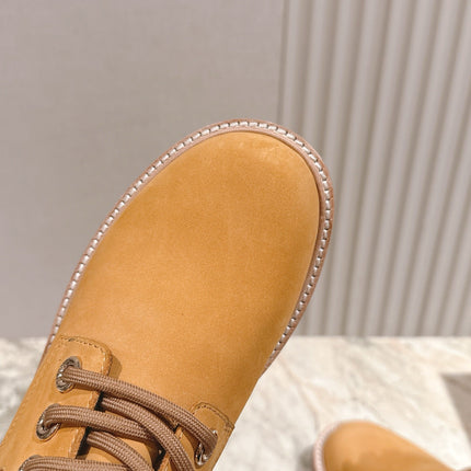 CELINE 25S LOW CUT MARTIN BOOTS IN MEDIUM ORANGE CALFSKIN