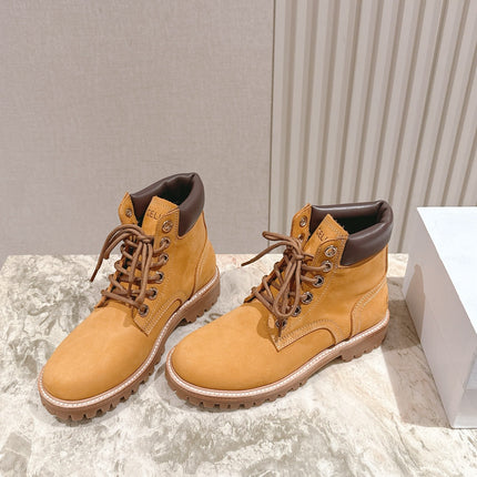 CELINE 25S MARTIN BOOTS IN MEDIUM ORANGE CALFSKIN