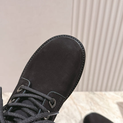 CELINE 25S MARTIN BOOTS IN BLACK CALFSKIN