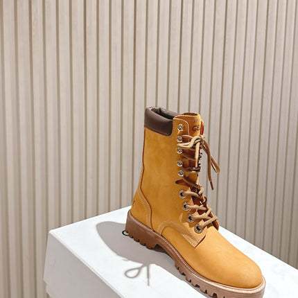 CELINE 25S SHORT MARTIN BOOTS IN MEDIUM ORANGE CALFSKIN