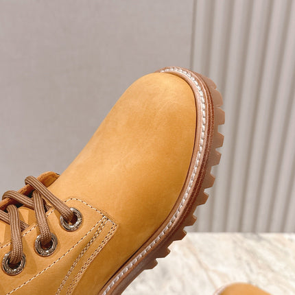 CELINE 25S SHORT MARTIN BOOTS IN MEDIUM ORANGE CALFSKIN