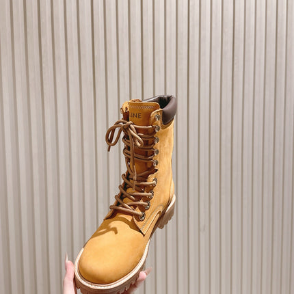 CELINE 25S SHORT MARTIN BOOTS IN MEDIUM ORANGE CALFSKIN