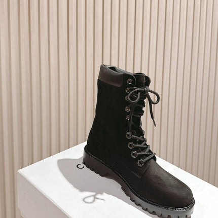 CELINE 25S SHORT MARTIN BOOTS IN BLACK CALFSKIN