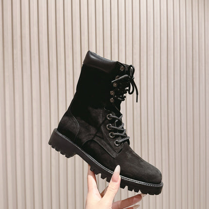 CELINE 25S SHORT MARTIN BOOTS IN BLACK CALFSKIN
