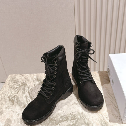 CELINE 25S SHORT MARTIN BOOTS IN BLACK CALFSKIN