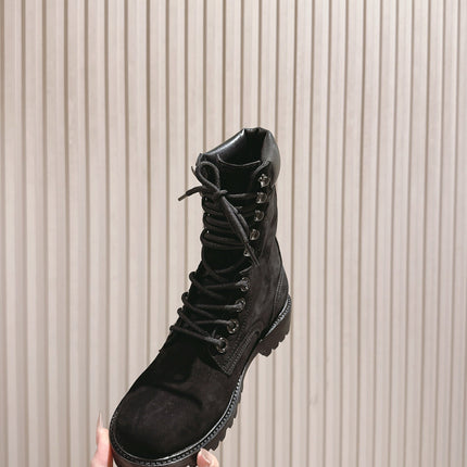 CELINE 25S SHORT MARTIN BOOTS IN BLACK CALFSKIN