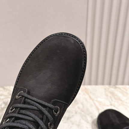 CELINE 25S SHORT MARTIN BOOTS IN BLACK CALFSKIN