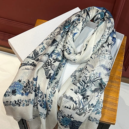 SCARF 200 CM IN WHITE MIX BLUE CASHMERE 413825
