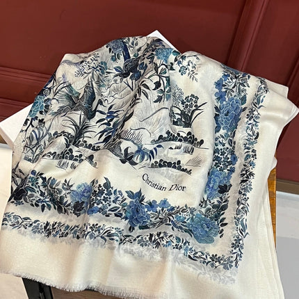 SCARF 200 CM IN WHITE MIX BLUE CASHMERE 413825