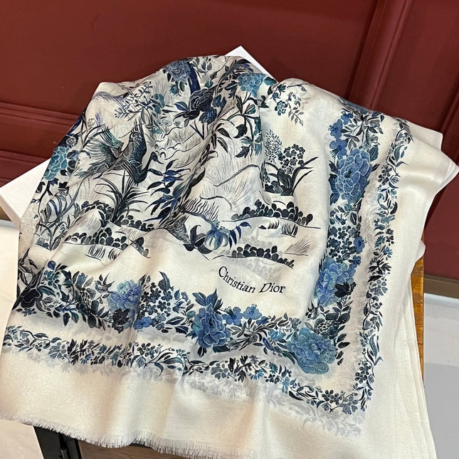 SCARF 200 CM IN WHITE MIX BLUE CASHMERE 413825