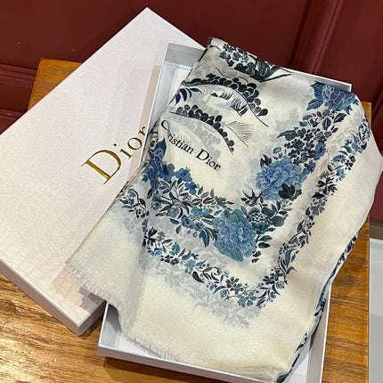 SCARF 200 CM IN WHITE MIX BLUE CASHMERE 413825