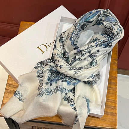 SCARF 200 CM IN WHITE MIX BLUE CASHMERE 413825