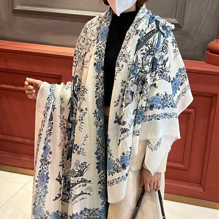 SCARF 200 CM IN WHITE MIX BLUE CASHMERE 413825