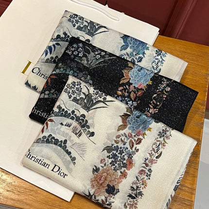 SCARF 200 CM IN WHITE MIX BLUE CASHMERE 413825