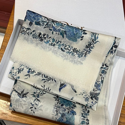 SCARF 200 CM IN WHITE MIX BLUE CASHMERE 413825