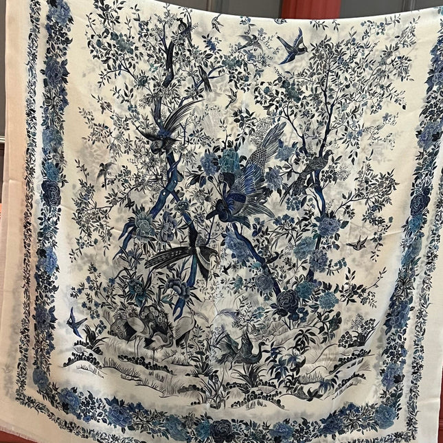 SCARF 200 CM IN WHITE MIX BLUE CASHMERE 413825