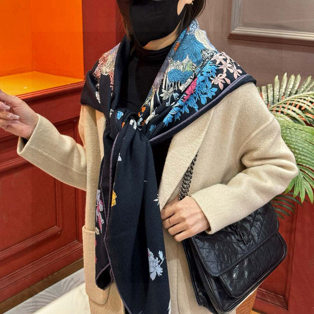 HERMES 25S SCARF 140 IN CASHMERE SILK 709657