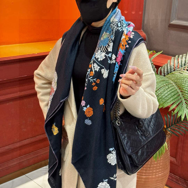 HERMES 25S SCARF 140 IN CASHMERE SILK 709657