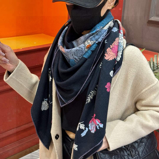 HERMES 25S SCARF 140 IN CASHMERE SILK 709657