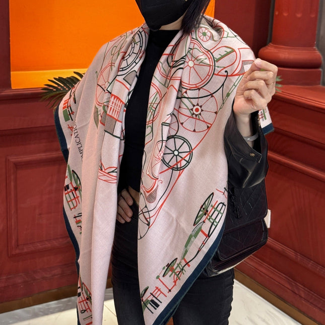 HERMES 25S SCARF 140 IN CASHMERE SILK 727319