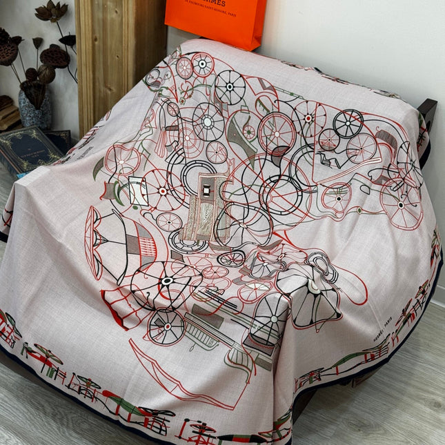 HERMES 25S SCARF 140 IN CASHMERE SILK 727319