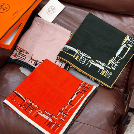 HERMES 25S SCARF 140 IN CASHMERE SILK 727320