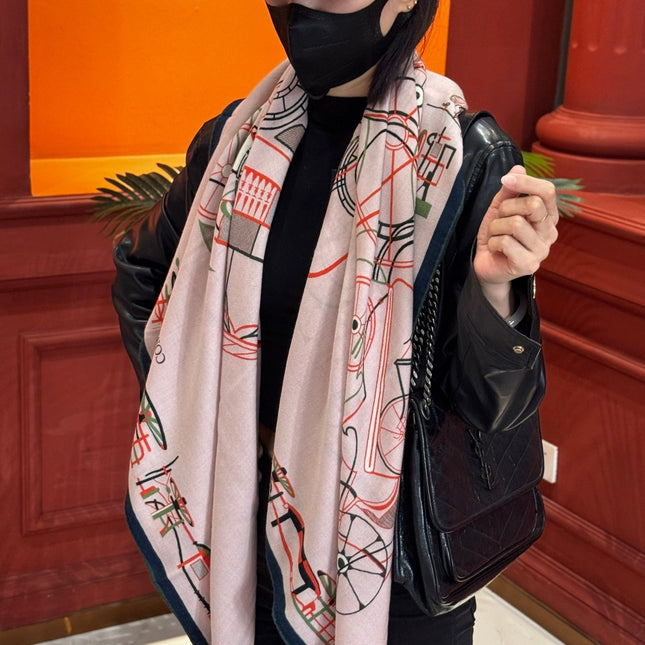 HERMES 25S SCARF 140 IN CASHMERE SILK 727319