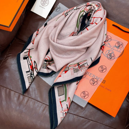 HERMES 25S SCARF 140 IN CASHMERE SILK 727319